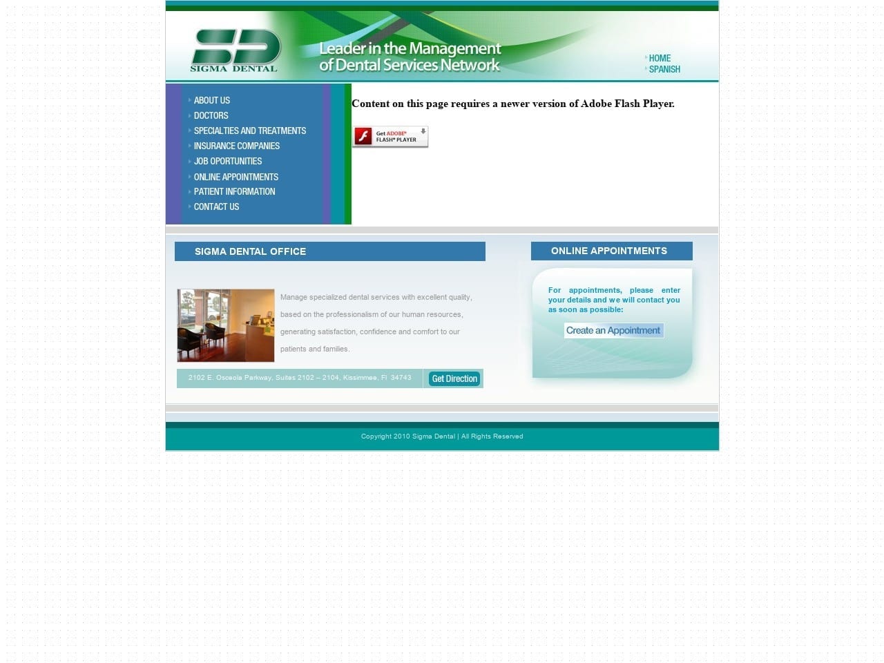 Sigma Dental Website Screenshot from sigmadentalusa.net