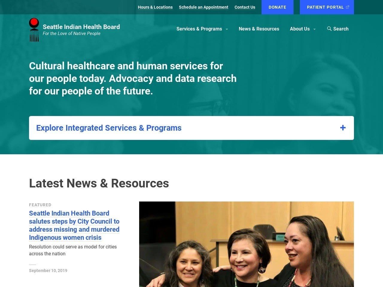 Seattle Indian Health Board Website Screenshot from sihb.org
