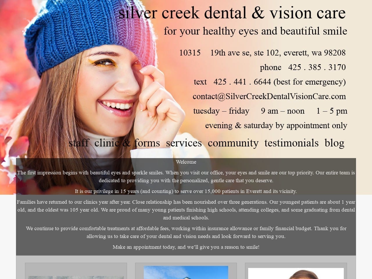 Silver Creek Dental Dentist Website Screenshot from silvercreekdentalvisioncare.com