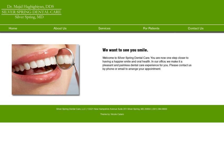 Silver Spring Dental Care Website Screenshot from silverspringdentalcare.com