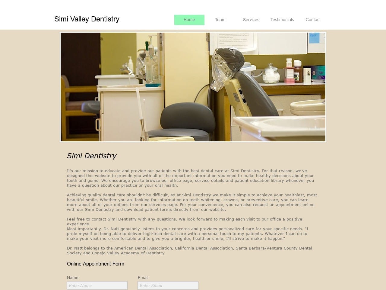 Dr. Anit Natt Website Screenshot from simidentistry.com