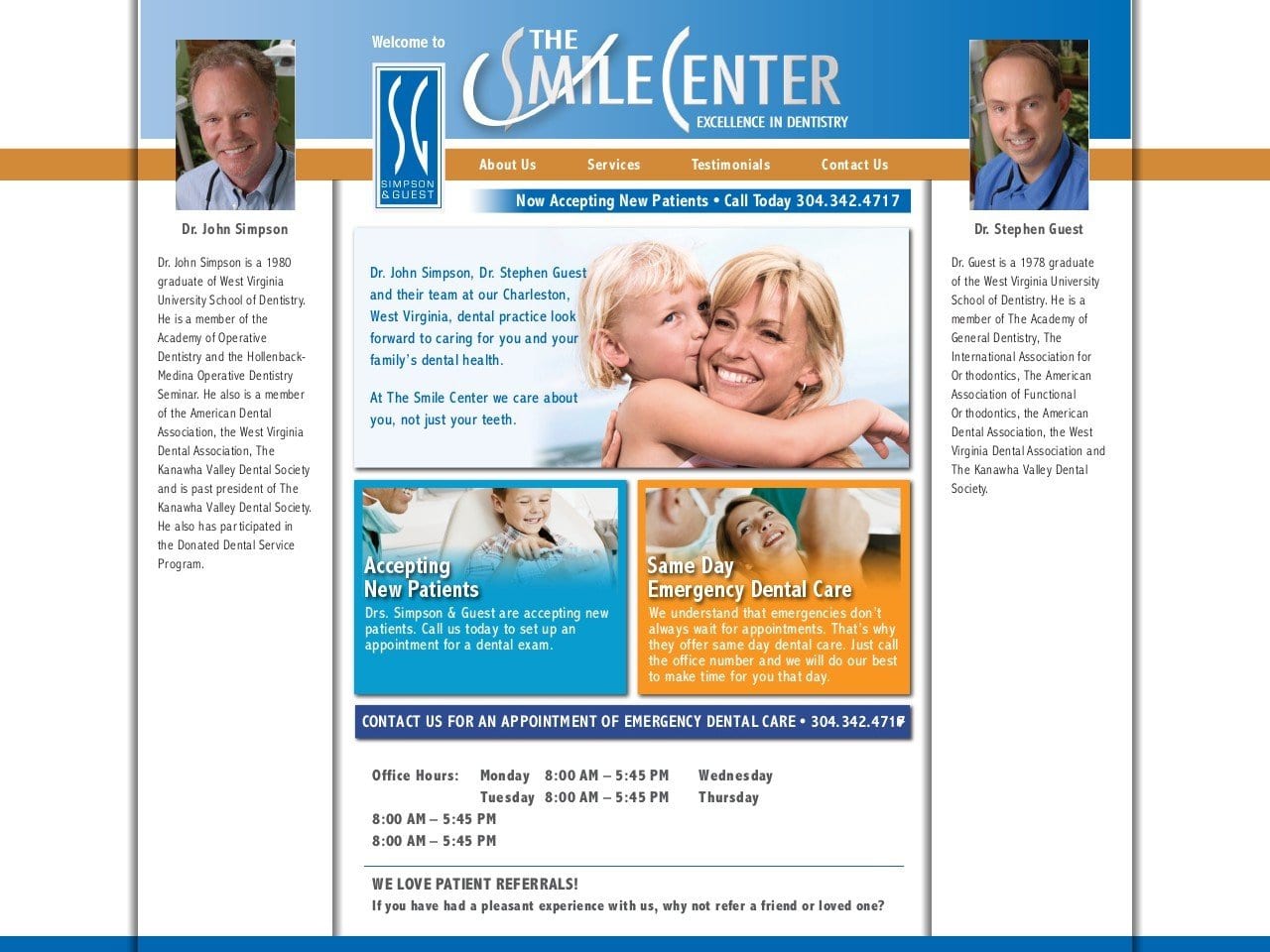 Smile Center Website Screenshot from simpsonandguest.com