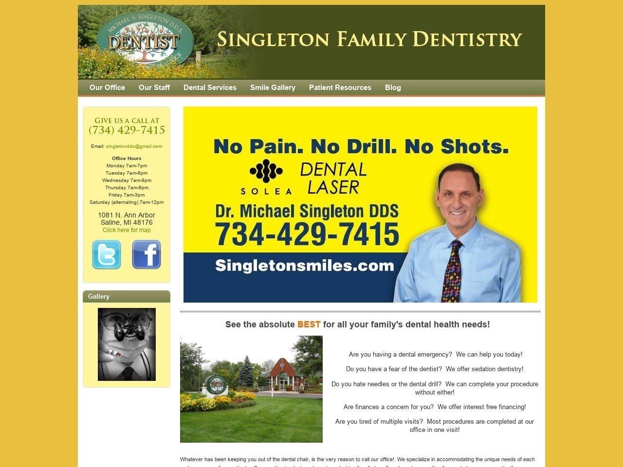 Singleton Smiles Website Screenshot from singletonsmiles.com