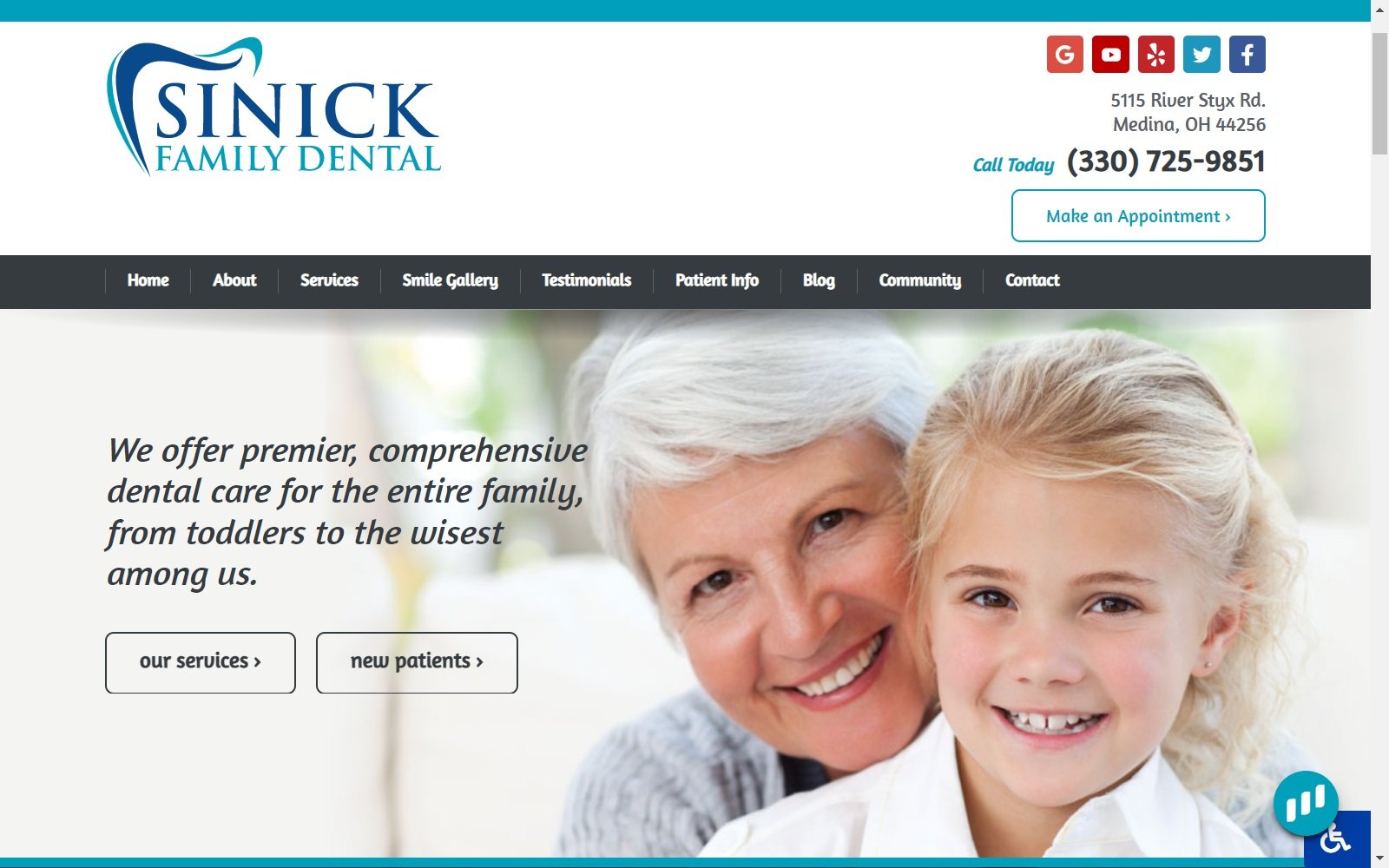 sinickfamilydental.com screenshot