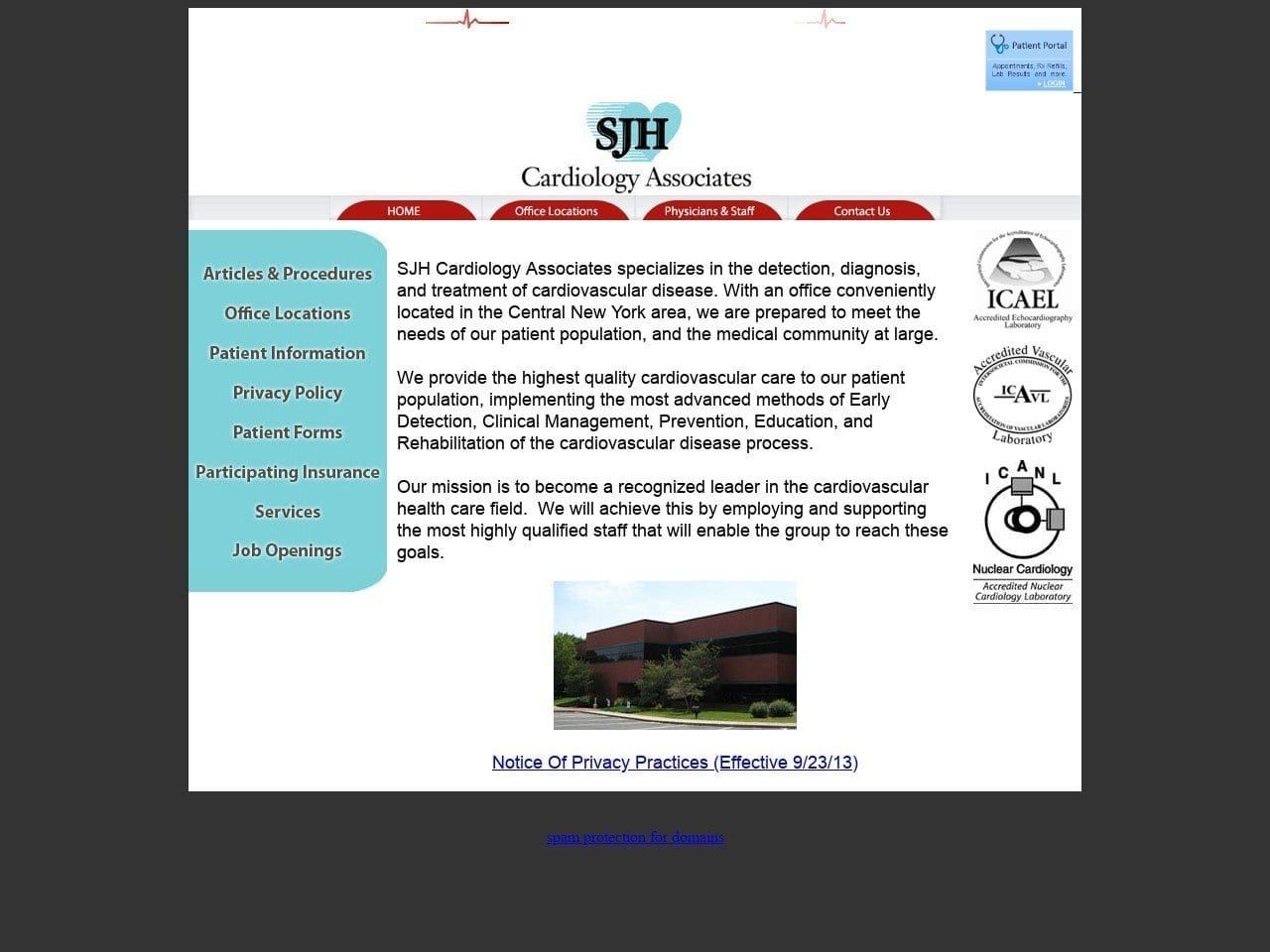 SJH Cardiology Associates Website Screenshot from sjhcardiology.org