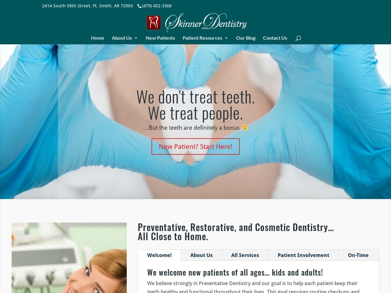 Skinner Dentist Website Screenshot from skinnerdentistry.com