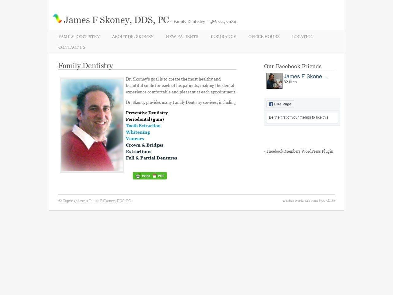 Skoney James F DDS Website Screenshot from skoneydds.com