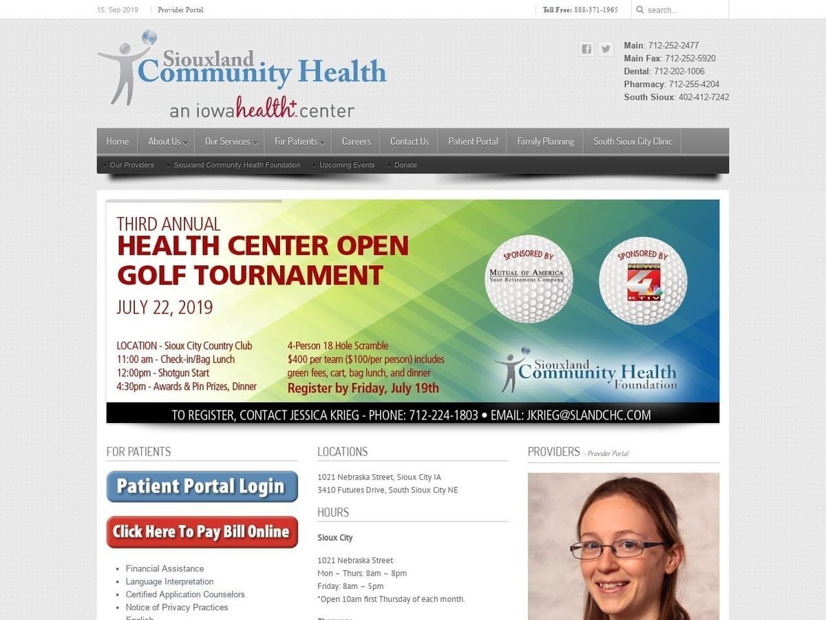 Siouxland Community Health Center Website Screenshot from slandchc.com