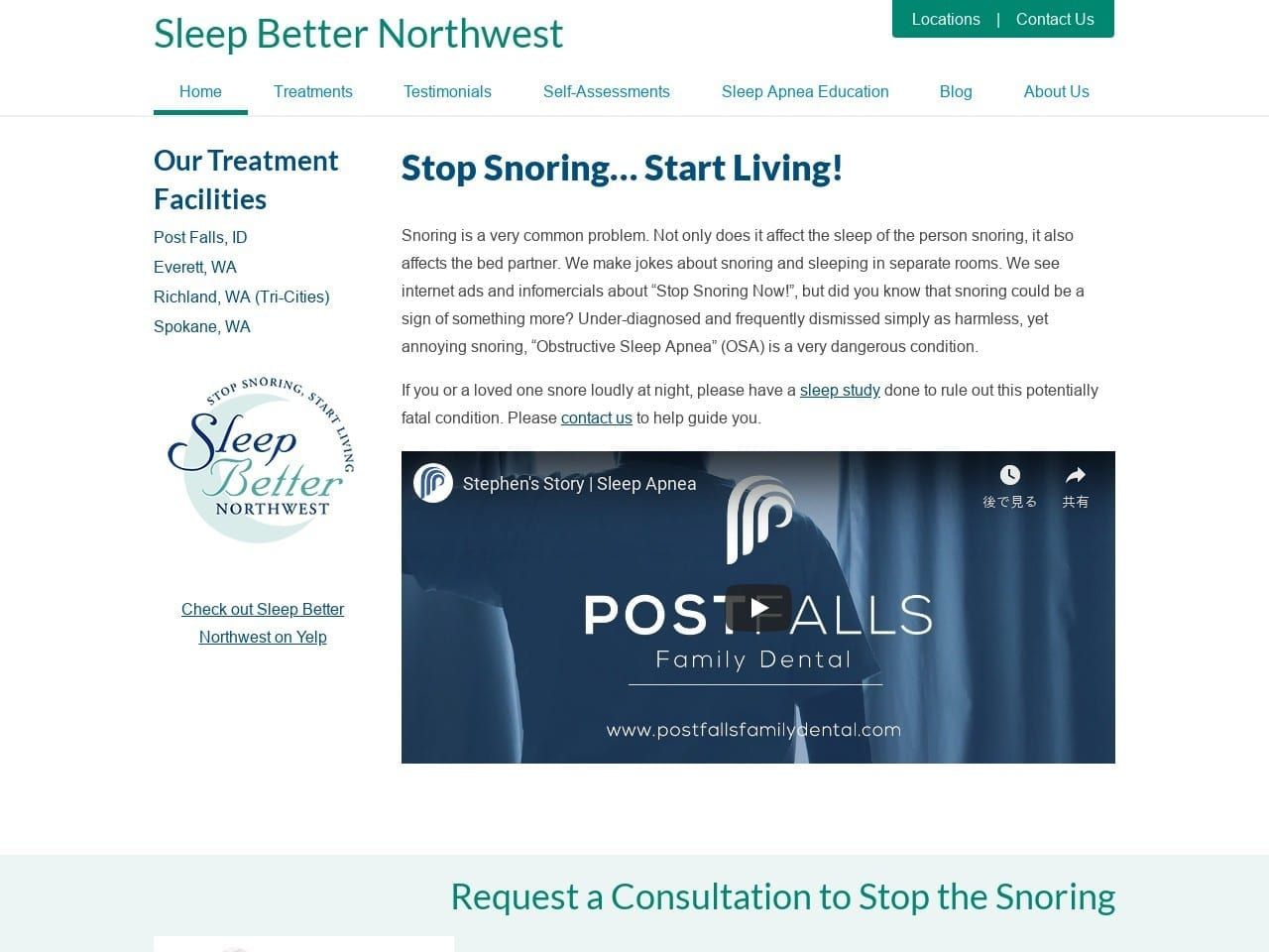 Sleep Better Northwest Website Screenshot from sleepbetternw.com