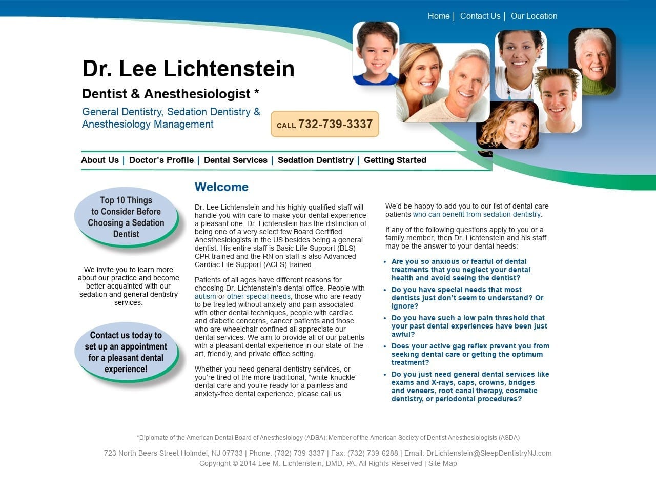 Lichtenstein Lee M. DMD Website Screenshot from sleepdentistrynj.com