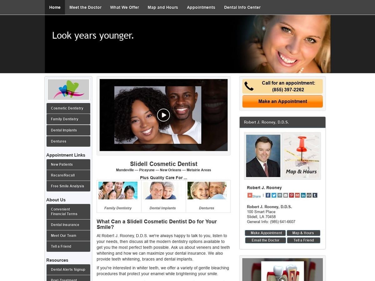 Robert J Rooney DDS Website Screenshot from slidellcosmeticdentist.com