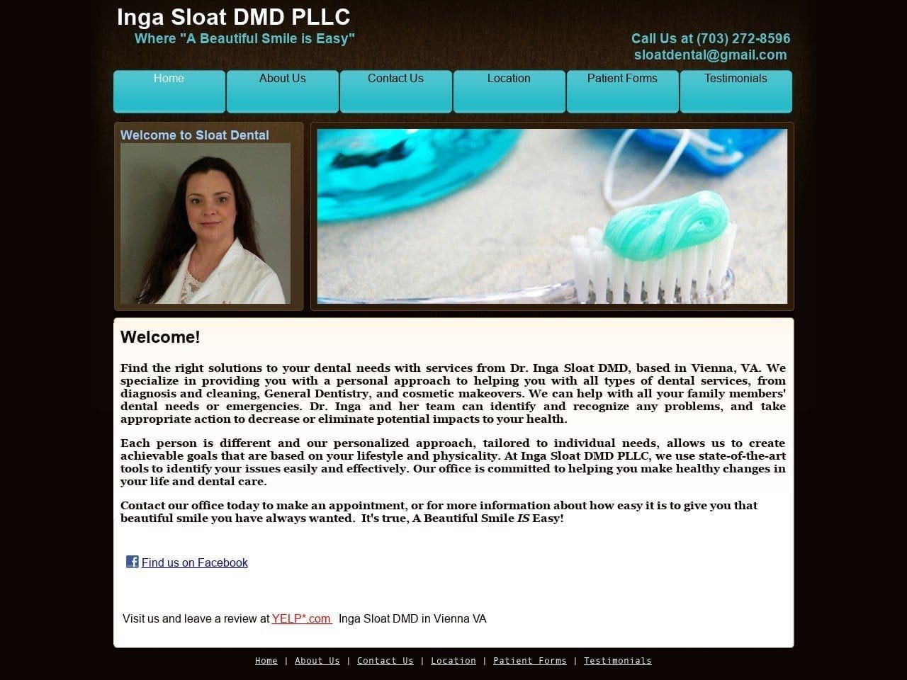 Inga Sloat DMD Website Screenshot from sloatdental.com