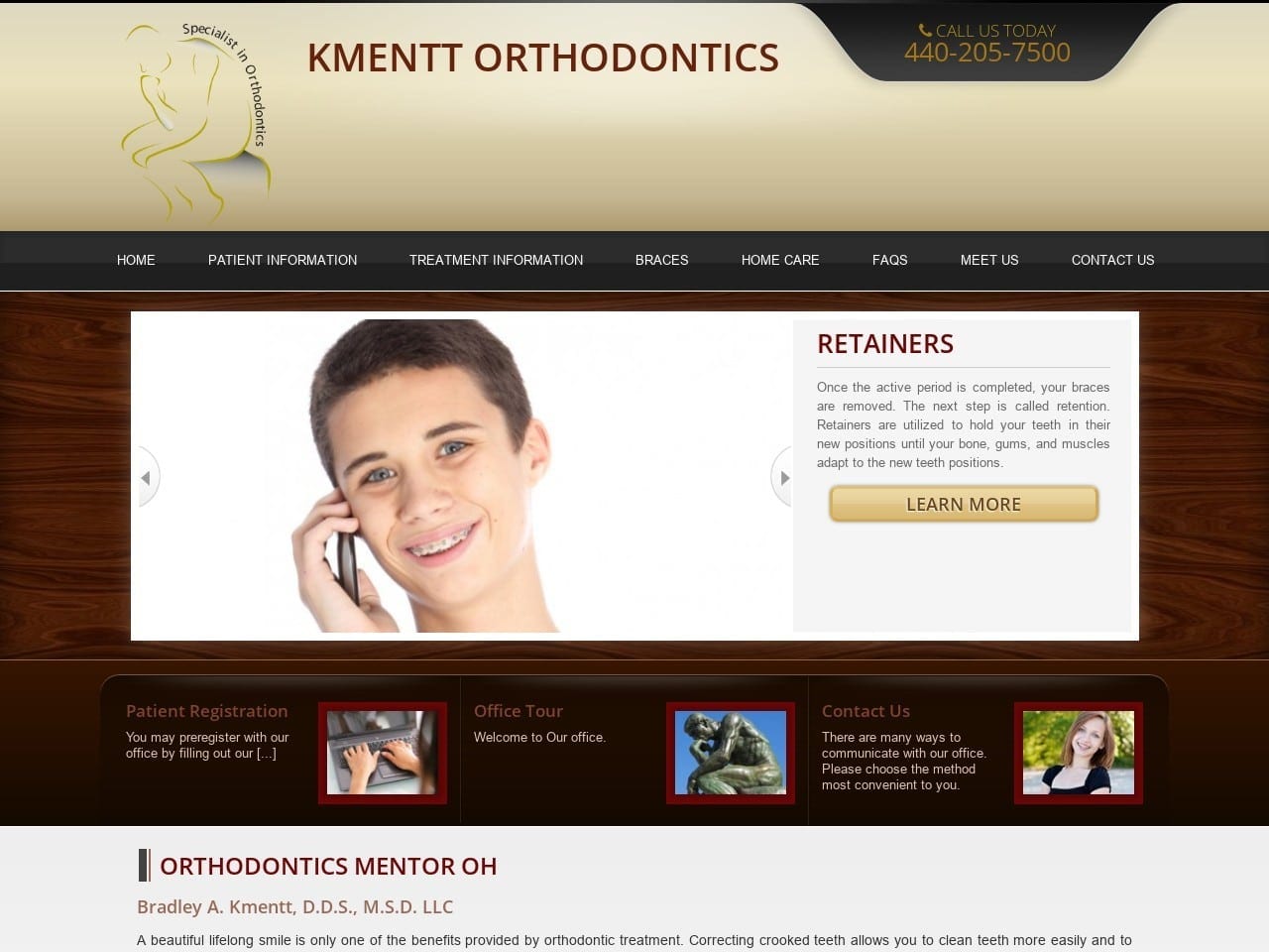 Dr. Bradley A. Kmentt DDS Website Screenshot from smartbraces.com