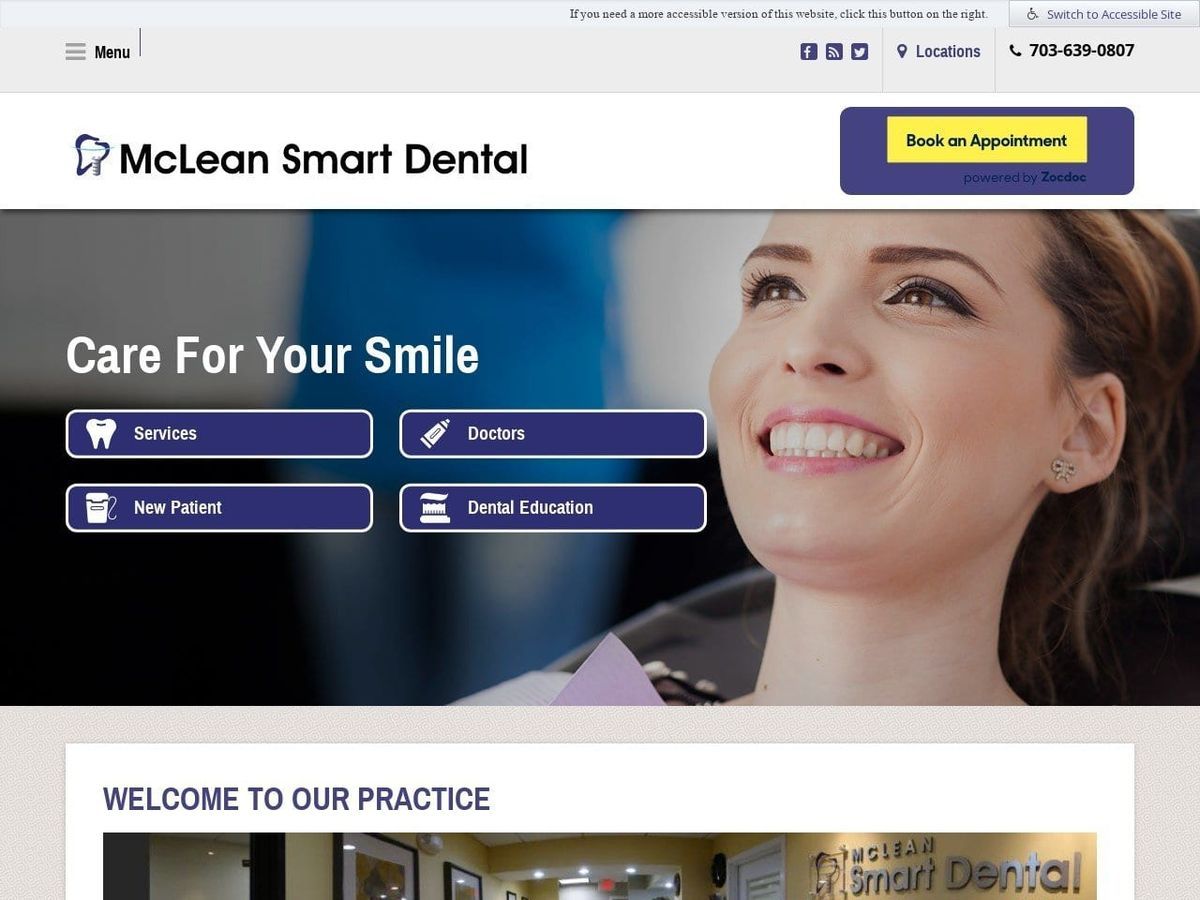 Mc Lean Smart Dental Website Screenshot from smartdentalva.com