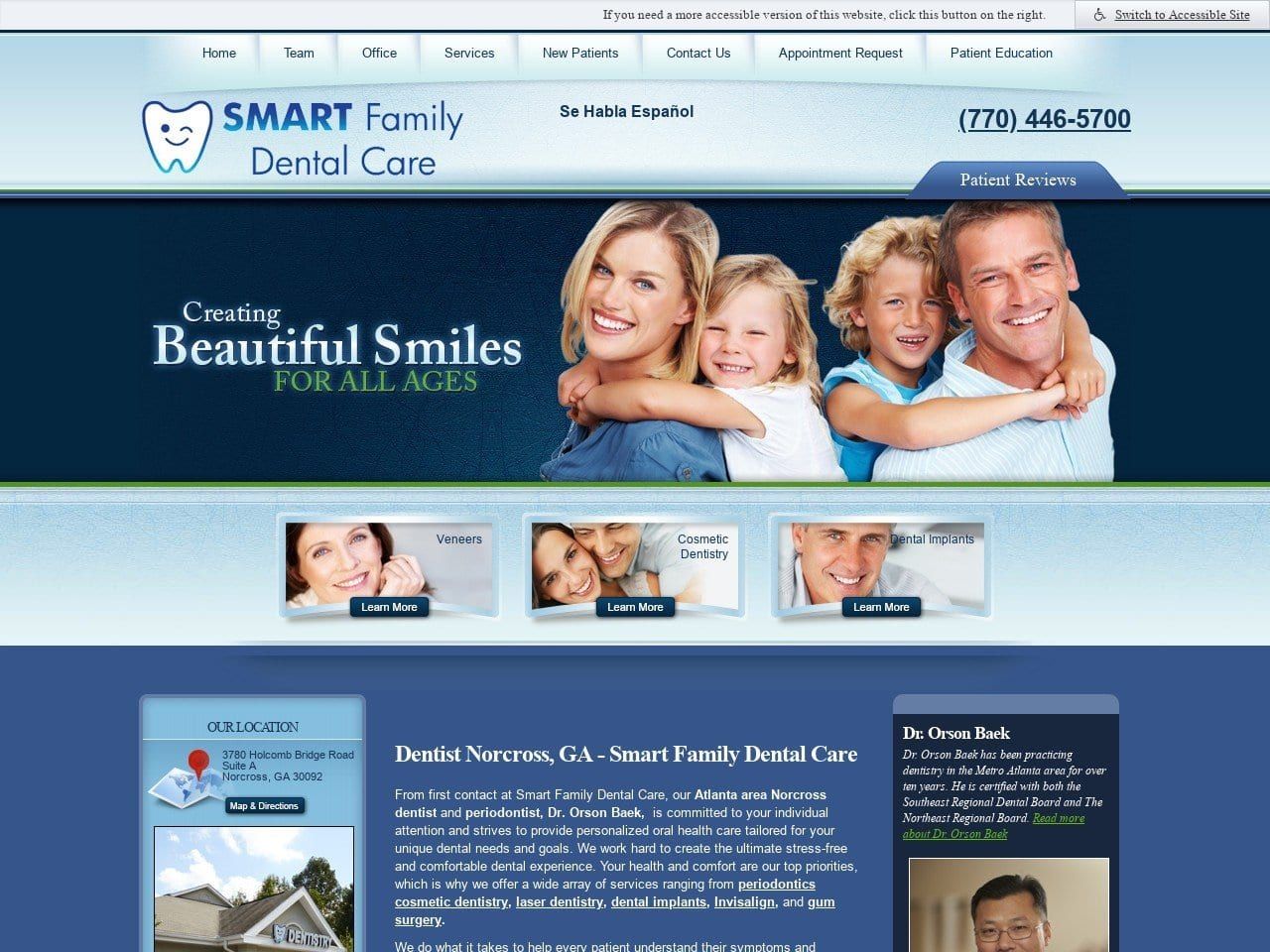 Smart Family Dental Care Website Screenshot from smartfamilydentalcare.com