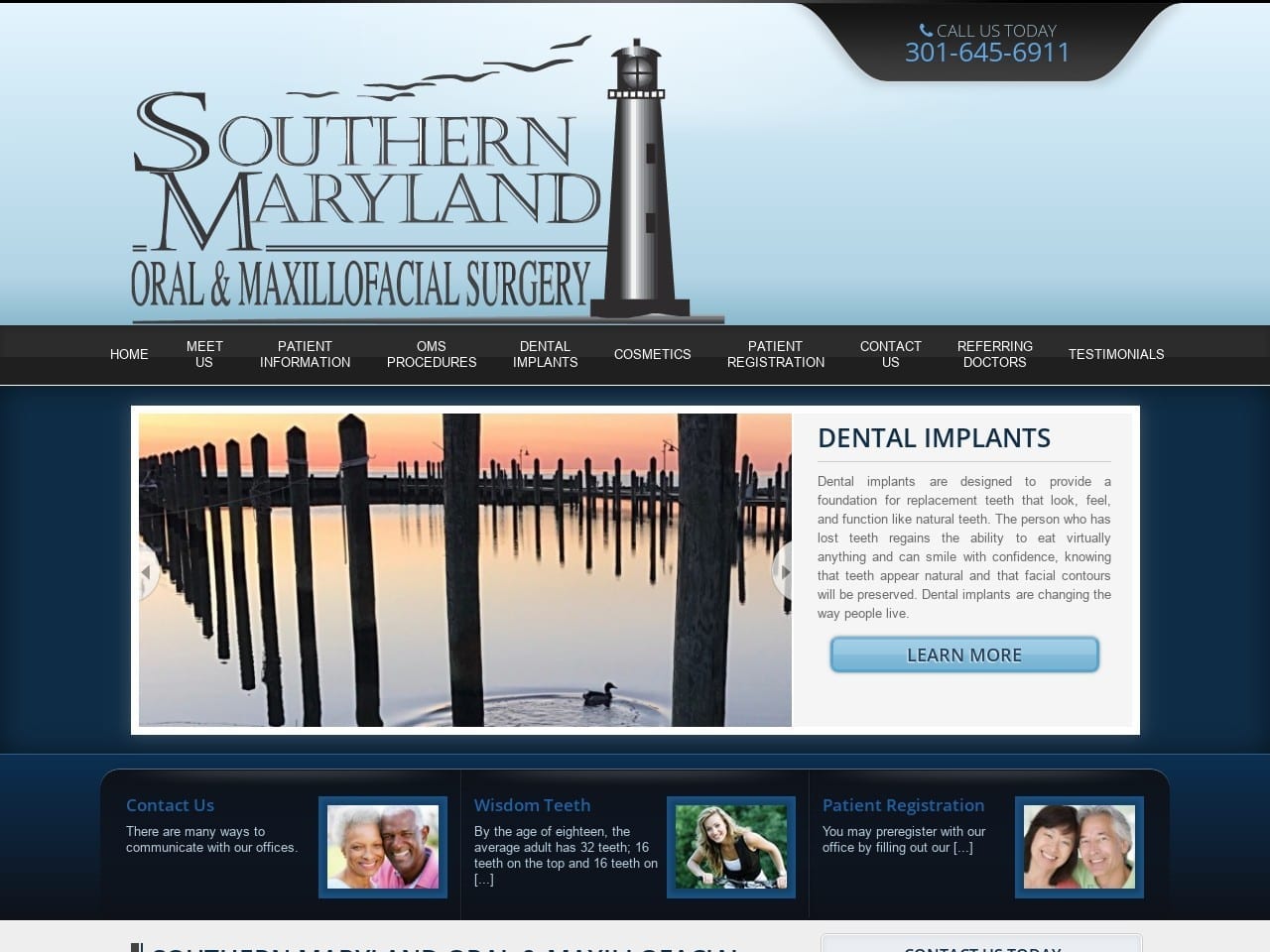 Southern Maryland Oral Dentist Website Screenshot from smdoms.com