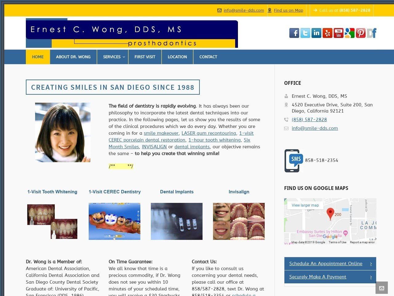 Ernest Wong DDS MS Website Screenshot from smile-dds.com