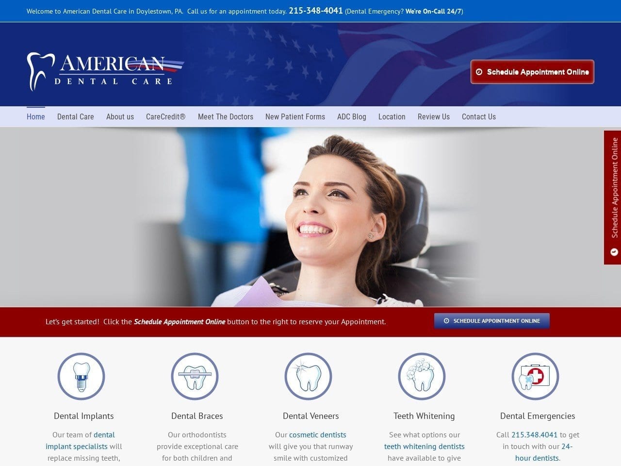 American Dental Care Website Screenshot from smileadc.com