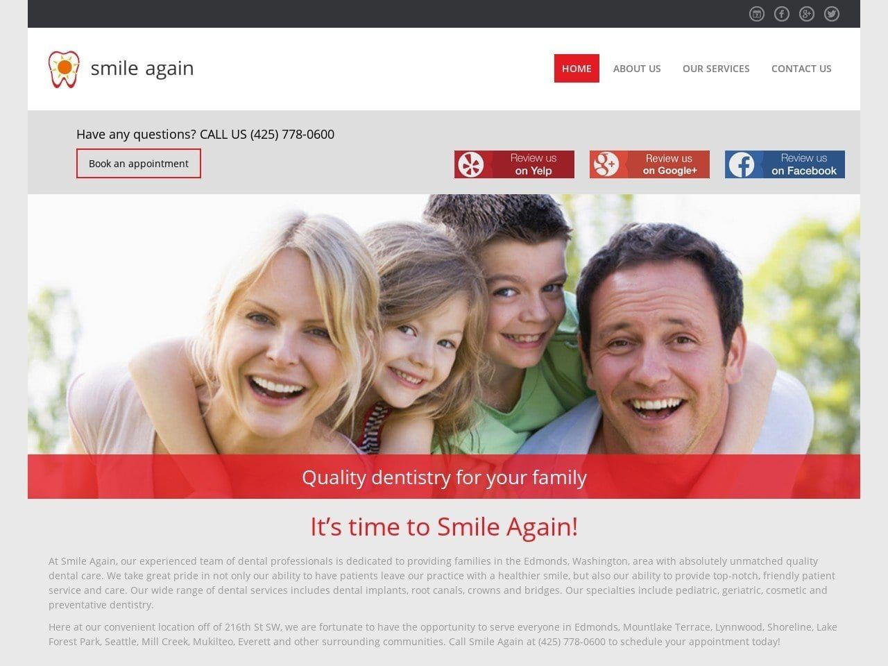 Aegis Dental Website Screenshot from smileagain.com