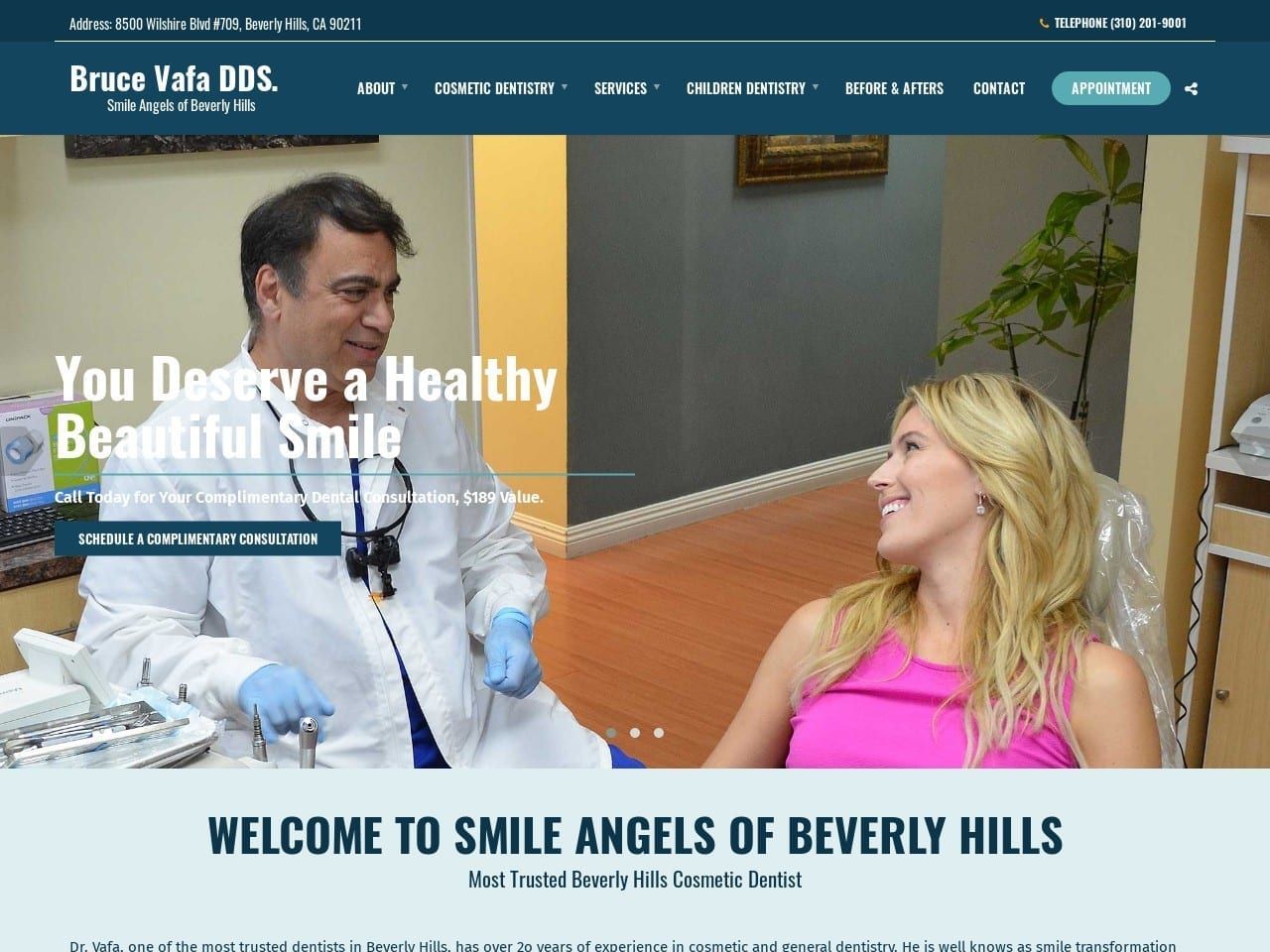 Smile Angels of Beverly Hills Website Screenshot from smileangels.com
