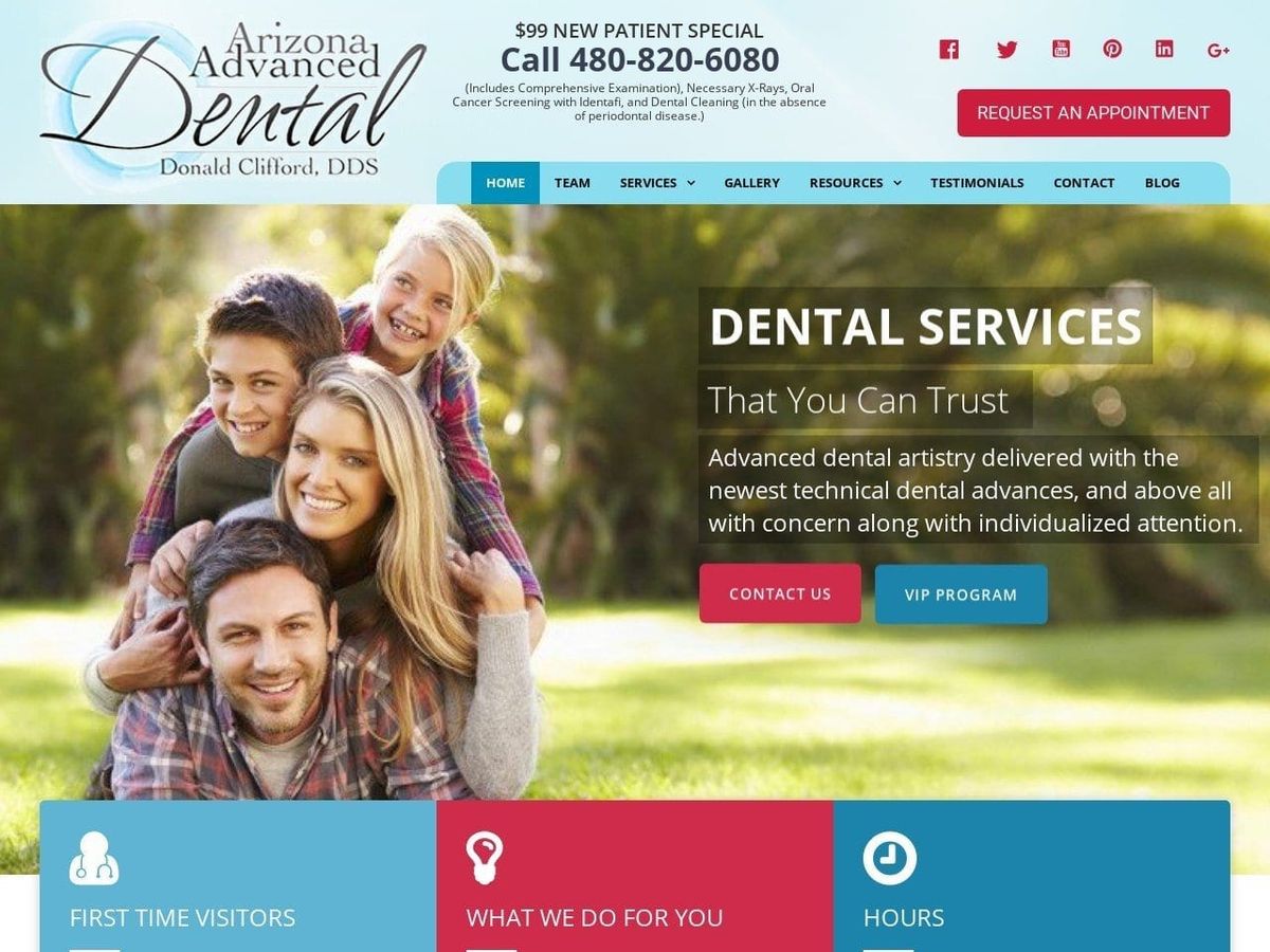 Arizona Advanced Dental Website Screenshot from smileaz.com