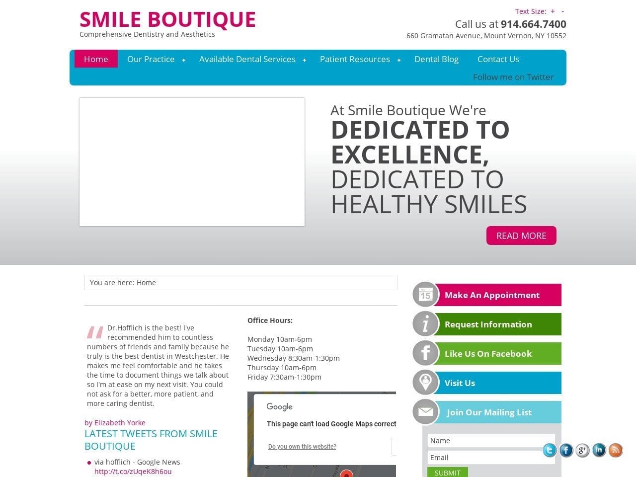 Smile Boutique Website Screenshot from smileboutique.com