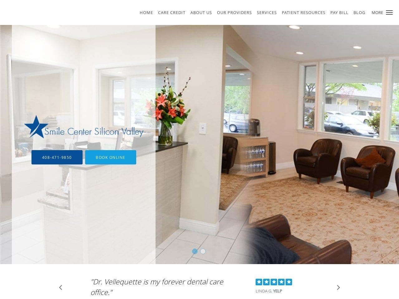 Smile Center Silicon Valley Website Screenshot from smilecentersiliconvalley.com