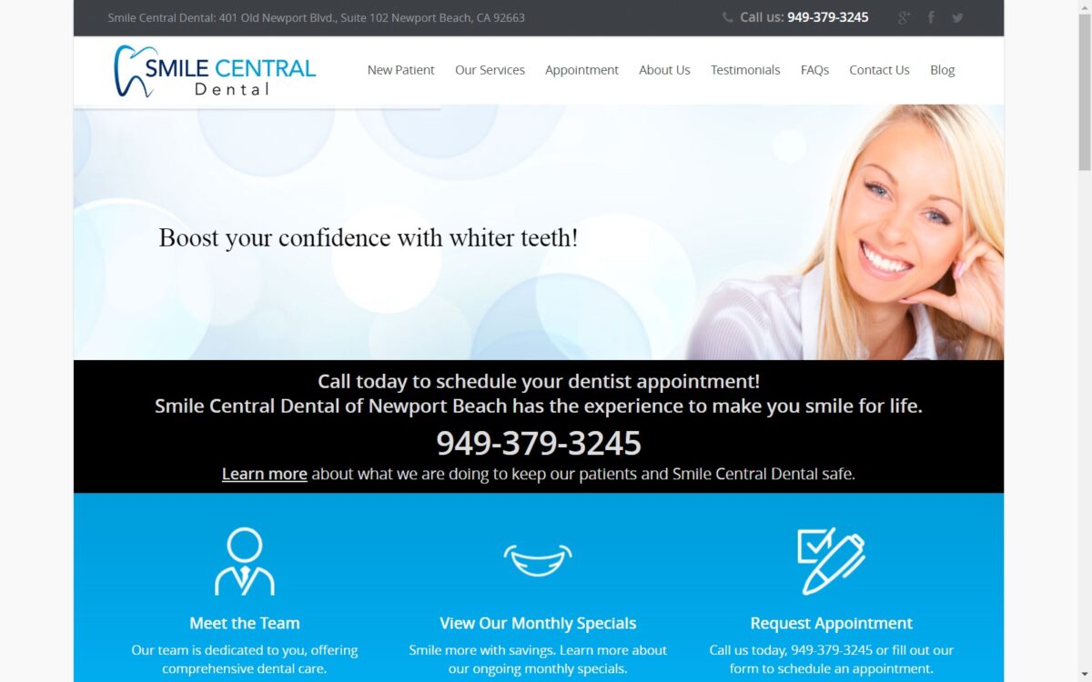 smilecentraldental.com screenshot