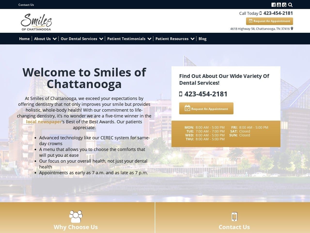 Smiles of Chattanooga Website Screenshot from smilechattanooga.com