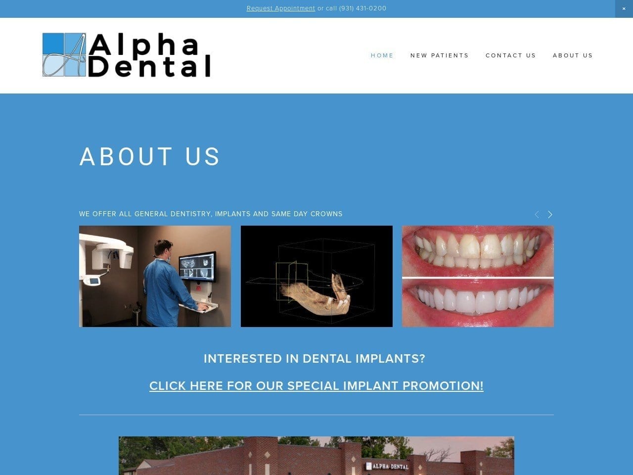 Alpha Dental Website Screenshot from smileclarksville.com