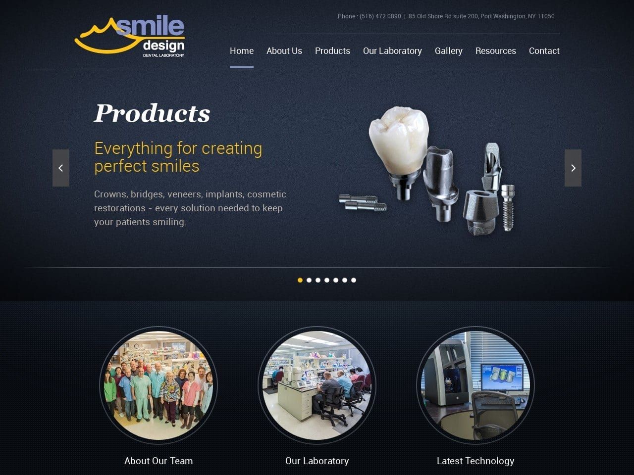 Smile Design Dental Lab Website Screenshot from smiledesignlab.com