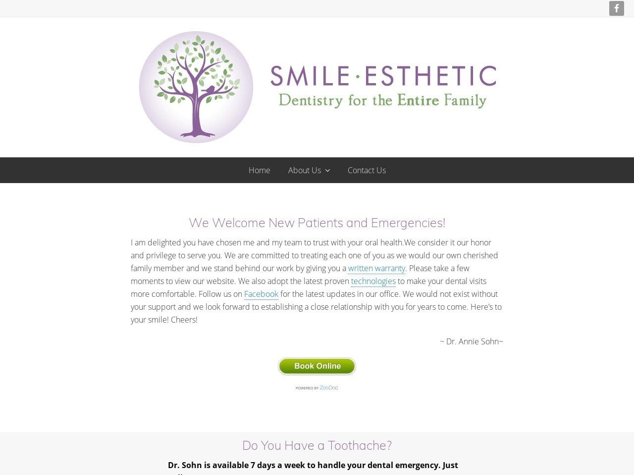 Annie Sohn DDS PS Website Screenshot from smileesthetic.com