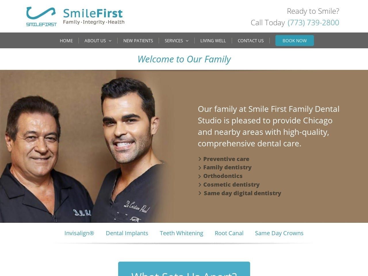 Dr. Ilie P. Pavel Dds Dentist Website Screenshot from smilefirst.net