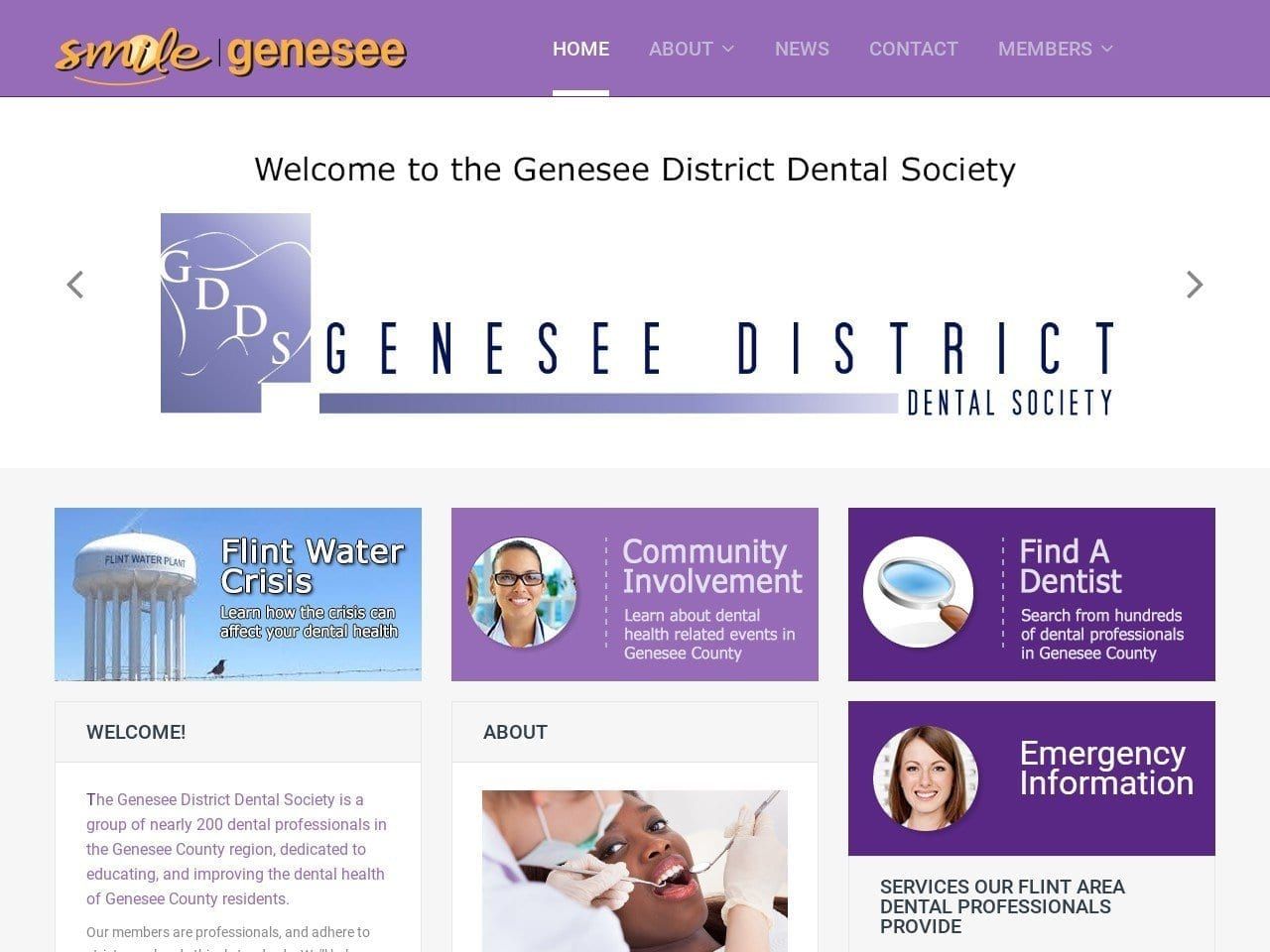 Genesee District Dental Society Website Screenshot from smilegenesee.com
