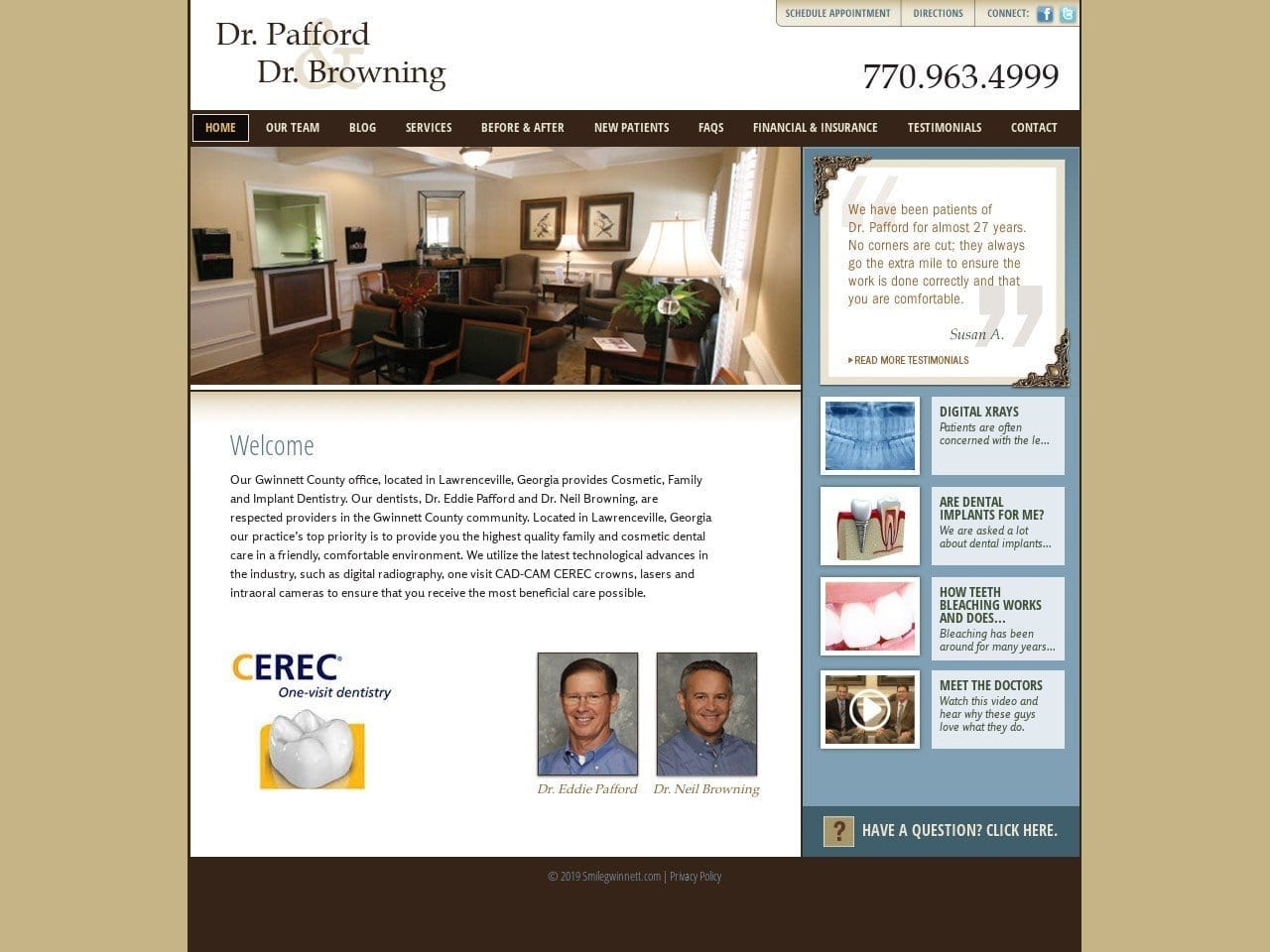 Drs Pafford and Browning DMD P.C. Website Screenshot from smilegwinnett.com