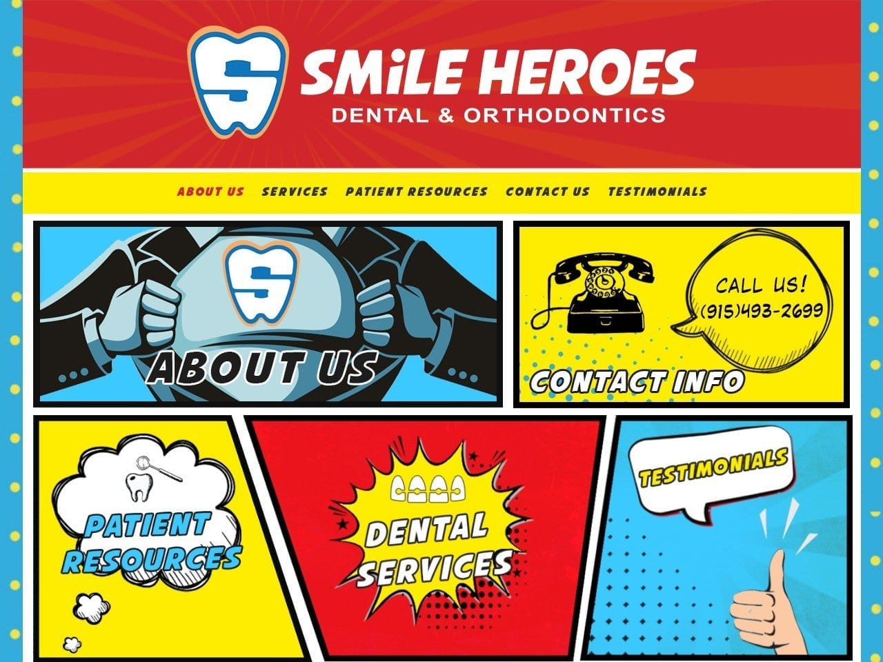 Smile Heroes Dental & Orthodontics Website Screenshot from smileheroestexas.com