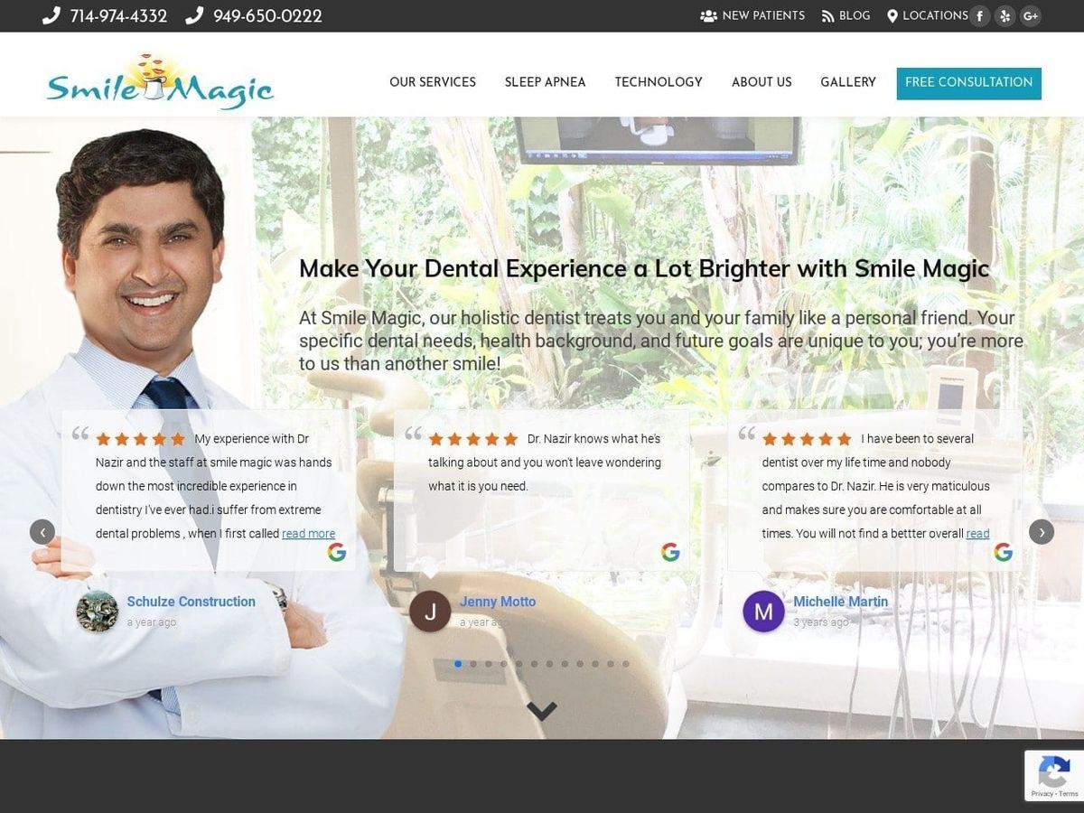 Orange Advanced Dentistry Website Screenshot from smilemagicdentistry.com