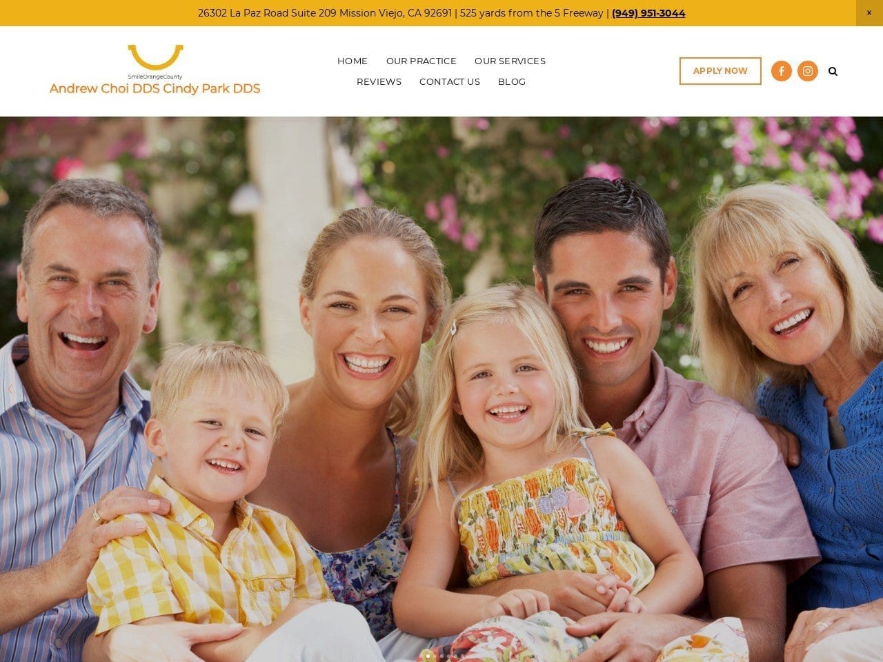 Brite Smile Center Website Screenshot from smileorangecounty.com