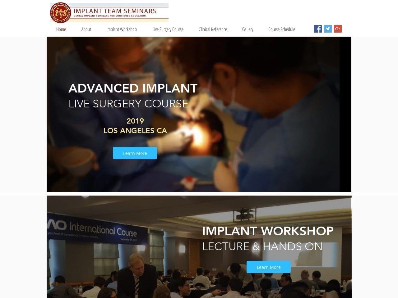 Implant Team Seminars Website Screenshot from smiler.net