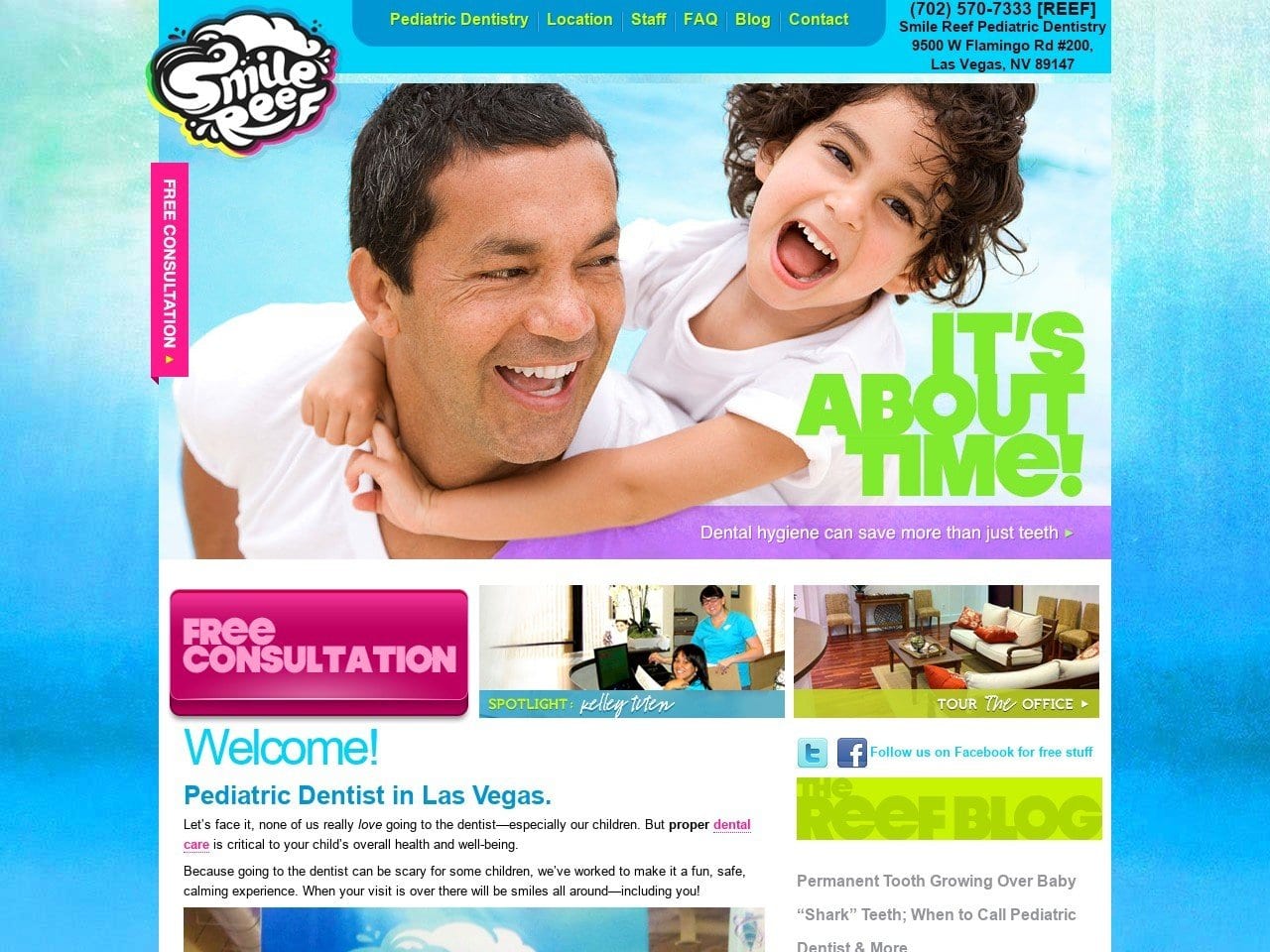 Smile Reef Pediatric Dentist Website Screenshot from smilereef.com