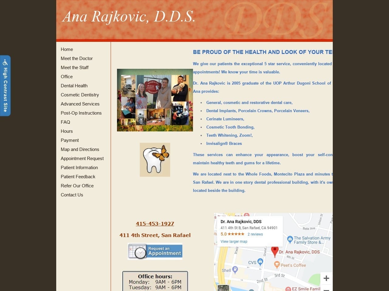 Pamela B. Covin DDS Website Screenshot from smiles4marin.com