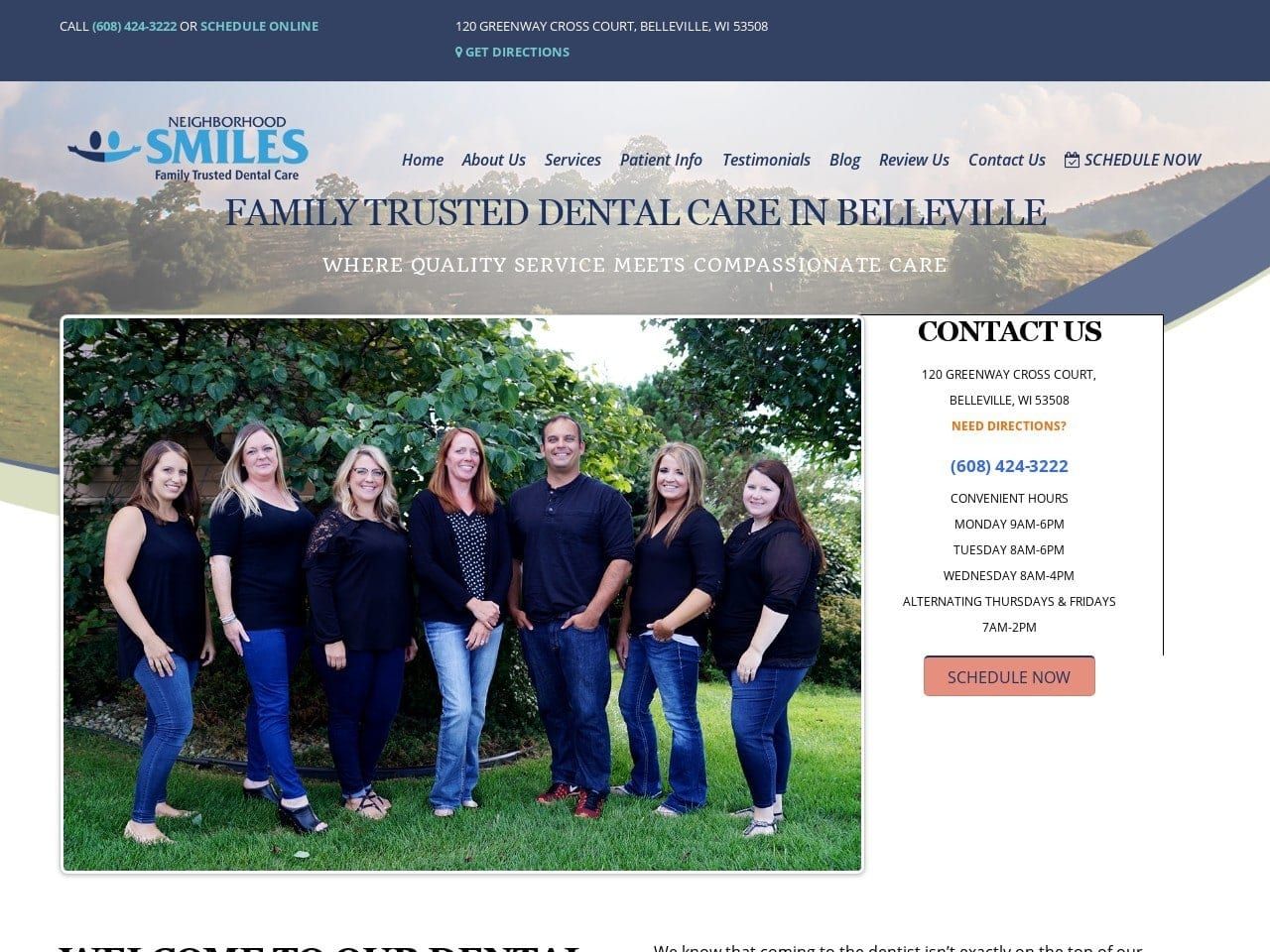 Neighborhood Smiles Dental Care Belleville WI Website Screenshot from smilesbelleville.com