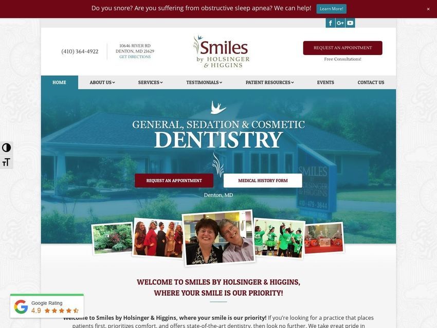 Smiles By Holsinger & Higgins Website Screenshot from smilesby.com