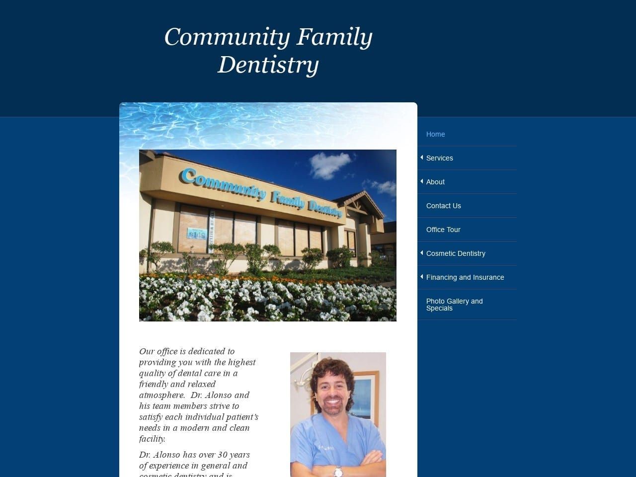 Community Family Dentist Website Screenshot from smilesbydralonso.com