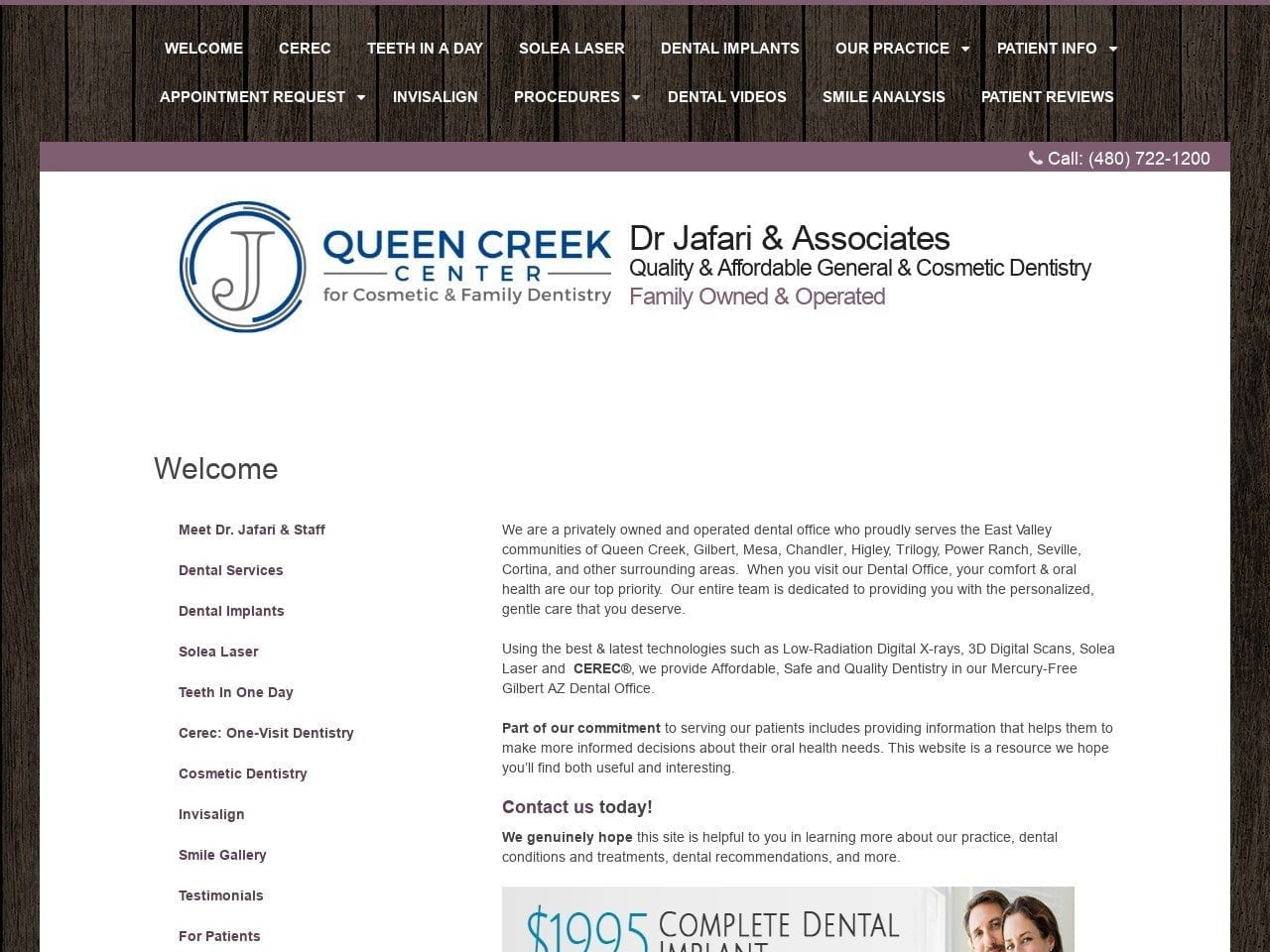 Queen Creek Center For Cosmetic Dentist Website Screenshot from smilesbydrjafari.com