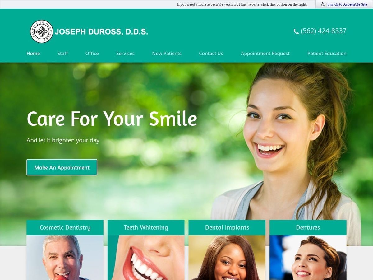 Joseph DuRoss D.D.S. Website Screenshot from smilesbydrjoe.com