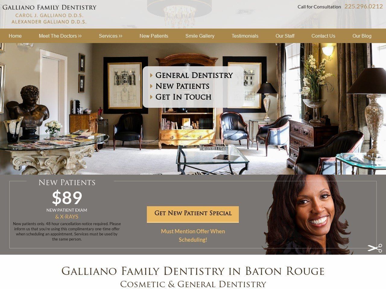 Galliano Family Dentistry Website Screenshot from smilesbygalliano.com