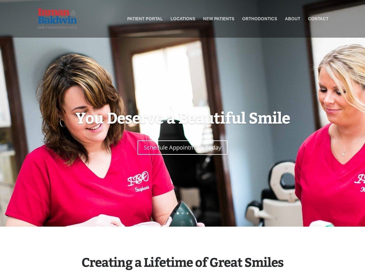 Inman & Baldwin Orthodontics Website Screenshot from smilesbyibo.com