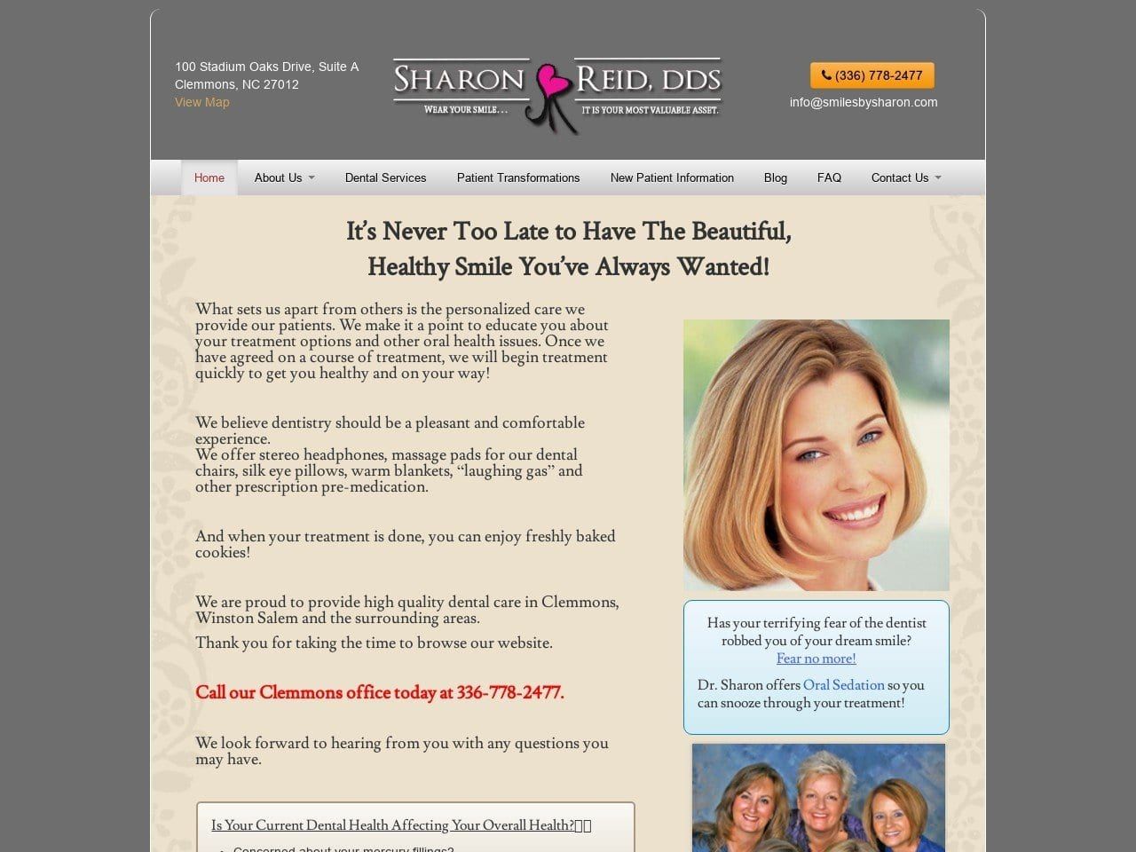 Dr. Sharon L. Reid DDS PA Website Screenshot from smilesbysharon.com