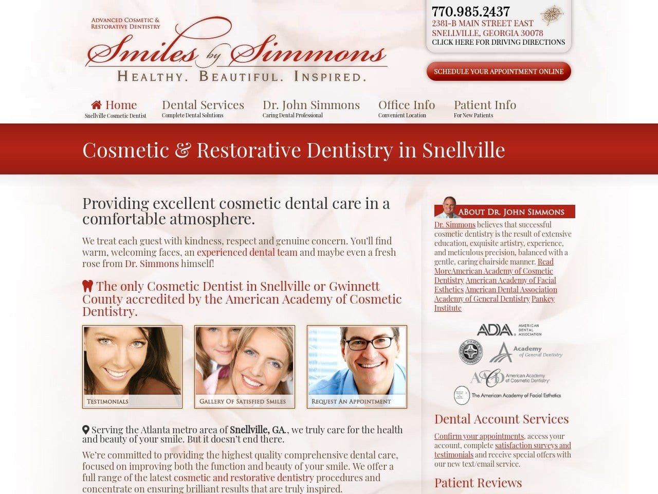 Smiles by Simmons Website Screenshot from smilesbysimmons.com